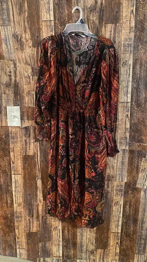 ZARA paisley dress midi v neck XXL 44 length x 17 inch thumbnail 1
