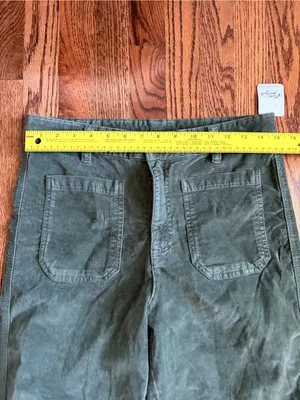 FREE PEOPLE High Time Velvet Kick Flare Pants Chive Green Size 12 NWT thumbnail 10