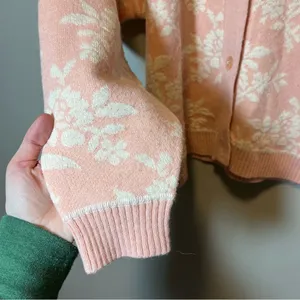 Tangiers Women’s Pink White Floral‎ Vintage Cardigan Medium thumbnail 8