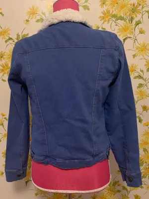 Sherpa Lined Denim Jacket Size S Blue thumbnail 3