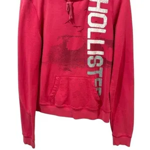 Y2K Hollister Spellout Pink Hooded Pullover Comfort Collegiate Coastal Size M thumbnail 3