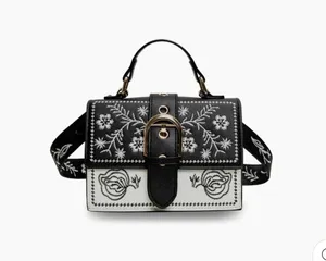 think olives Western Floral Embroidered B&W bag thumbnail 1