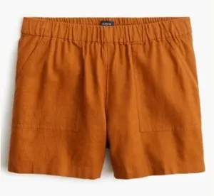 J. Crew Factory Womens Size Small Linen-Blend Pull-On Short Rust Brown High Rise thumbnail 1