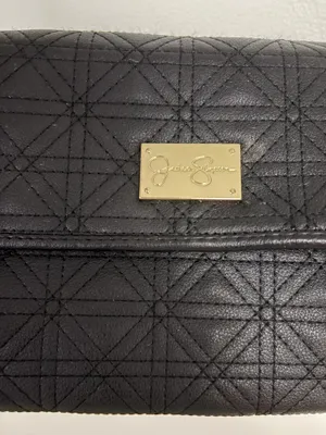 Jessica Simpson black quilted crossbody phone wallet purse. thumbnail 5