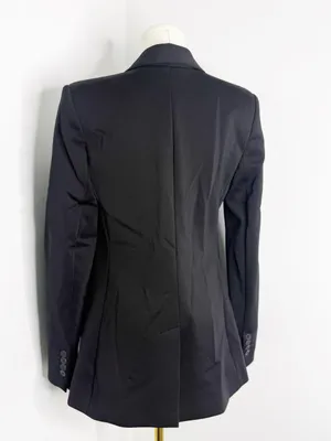 Express Black Double Knit Blazer Small Double Breasted Career Jacket thumbnail 4