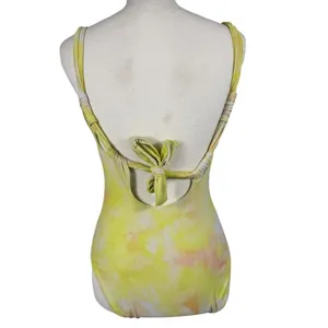 Aerie One Piece Swimsuit Womens Small Yellow Tie Dye Open Back Full Coverage thumbnail 5