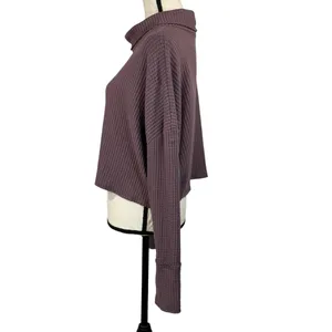 Wild Fable XX-Large Crop Top Waffle Knit Long Sleeve Cowl Neck Stretch Purple thumbnail 5