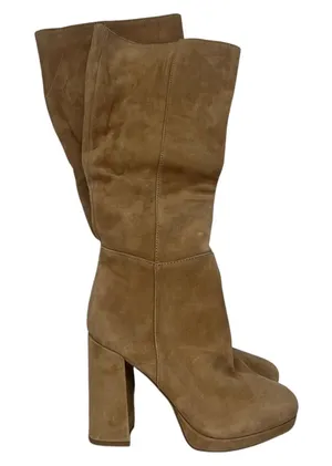 New Steve Madden sz5.5 Marcello brown knee boots suede cognac tan heeled thumbnail 1