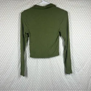 Abercrombie & Fitch Green Ribbed‎ Button Front Top thumbnail 5
