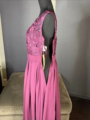 Women’s Purple Lace Bodice Sleeveless Full Length Formal Bridesmaid Gown Size S thumbnail 7