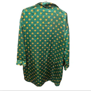 Victorias Secret Gold Label Large Green Button Front Pajama Bed Shirt‎ Crest thumbnail 4