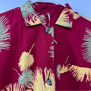 Free People Maroon Malibu Tropical Print Shorts Romper Size Medium w/pockets thumbnail 6