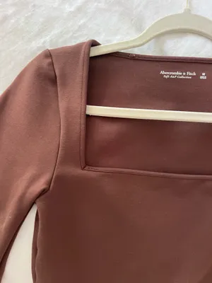 Abercrombie & Fitch silky smooth brown long sleeve top thumbnail 3