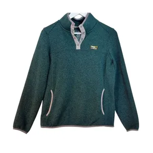 L.L. Bean snap neck fleece pullover size MP green thumbnail 3