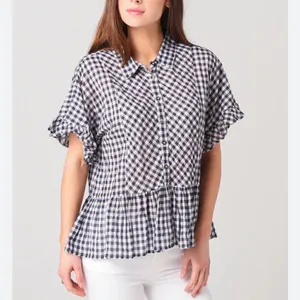 Dylan Gia Ruffles Blue and White Gingham Plaid XS thumbnail 2