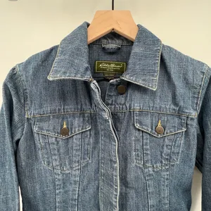 Vintage Eddie Bauer Women Small Trucker Jean Buttoned‎ Jacket Medium Wash Denim thumbnail 4