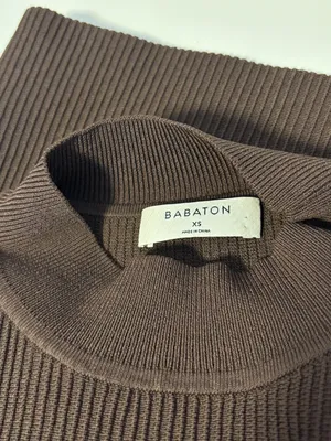 Babaton Aritzia Sleeveless Mock Neck Ribbed Knit Crop Top Brown Womens Size XS thumbnail 3