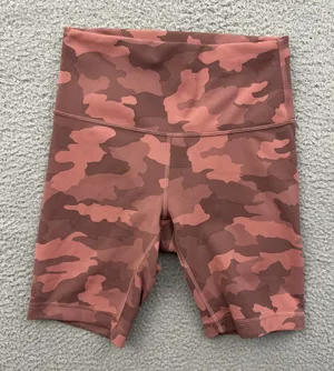 Lululemon Wunder Train High Rise Shorts 8" Pink Camo Biker Athletic Women's 6 thumbnail 1