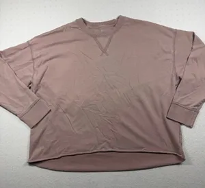 Aerie Oversized Crewneck Sweatshirt Womens Large Pink Mauve Boxy Cotton thumbnail 1