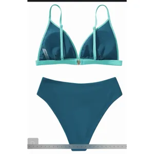 SUUKSESS Women Triangle High Cut Bikini Blue Green M thumbnail 4