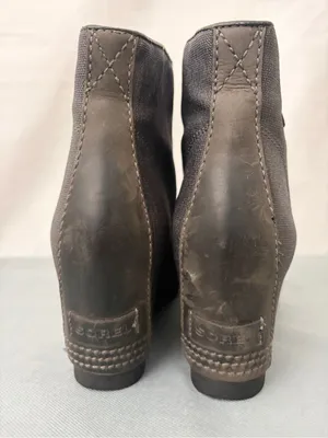 Sorel Gray Canvas Leather Wedge Ankle Boots Women’s Size 9 Excellent(B227) thumbnail 7