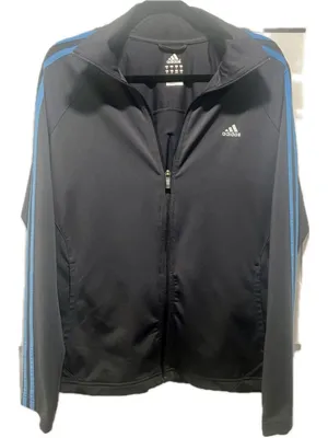 Adidas Men's Clima365 Track Jacket – Size Large, Black with Blue Stripes (b3) thumbnail 1