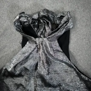 Do + Be Metallic Silver Halter Neck Bow Blouse Size Small Party Sleeveless thumbnail 2