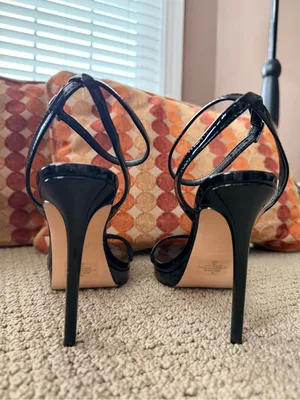 Nine West Zadie Black Patent Strappy Stiletto Sandals Size 8M thumbnail 4