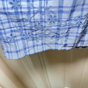 Free Assembly XL 16-18 Blue Plaid Smocked Waistband Embroidered Hem Cottagecore thumbnail 8