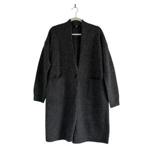 Uniqlo 100% Wool Knit Oversized Long Cardigan Charcoal Gray Sz Small Cabin Core thumbnail 2