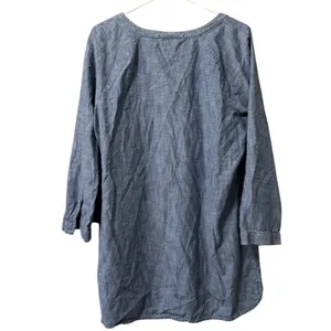 J. Jill Shirt Women Large Blue Chambray Tunic Long Sleeve Button-Front Cotton‎ thumbnail 2