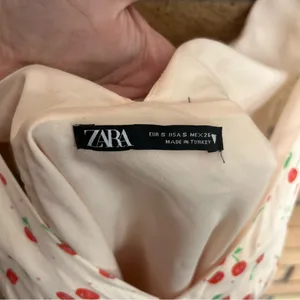 Zara Satin Cherry Print V Neck Mini Dress Size Small thumbnail 5