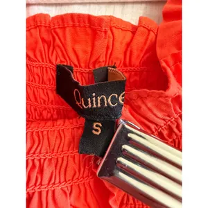 NWOT Quince Organic Cotton Smocked Mini Dress Womens S Orange Red Sleeveless thumbnail 7