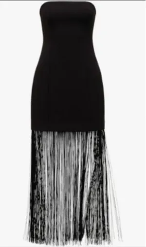 Black fringe formal dress thumbnail 1