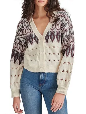 Steve Madden - Irisa Fair Isle Cable Knit Cardigan Size XS thumbnail 1