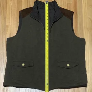Lauren Ralph Lauren Dark Olive Green + Brown Zip Up Vest size XL‎ thumbnail 4