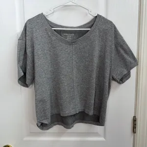 Harmony Balance gray scoop neck cropped short sleeve active‎ athletic shirt top thumbnail 1