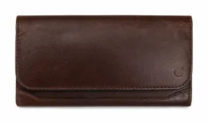 Brown Distressed Wallet Leather RFID Blocking Clutch Snap Accordion Organizer thumbnail 1