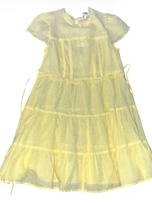 Belle Du Jour Yellow Polka Dot Lace-Trim Babydoll mini dress thumbnail 1