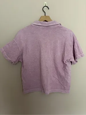 Marine Layer Vintage Slub Polo Tee Lavender Mist Medium thumbnail 3