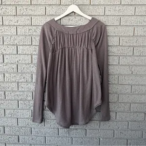 Free People Must Have Henley Top Waffle Knit Long Sleeve Shirt Size Small Grey thumbnail 5