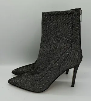 Jewel‎ Badgley Mischka Black Glitter Sock Bootie Size 6.5 Spike Heel Retro Glam thumbnail 1