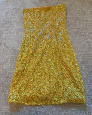 Oh Polly Sequin Mini Dress Yellow thumbnail 2