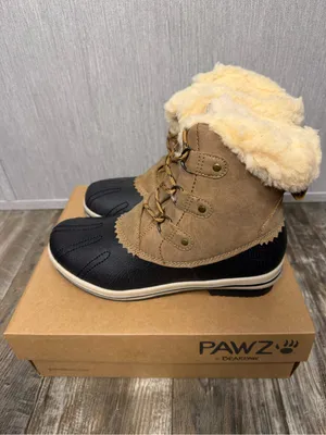 PAWZ Women’s Brown and Black Winter Duck Boots - Waterproof Lace-Up Size 9 thumbnail 5