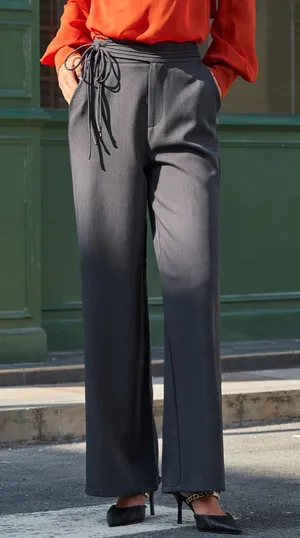 Rihoas Grey Natural Waisted Straight Pants thumbnail 1