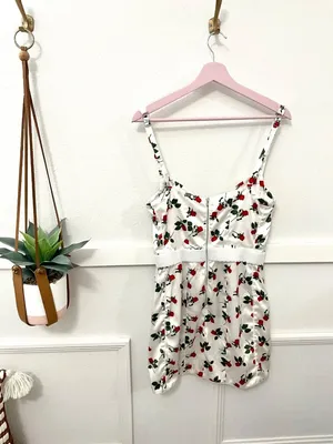 For Love and Lemons White & Red Roses Floral Love Song Mini Dress M Romantic thumbnail 6