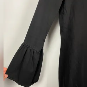Maven West Black Lace-Up Neckline Long‎ Bell Sleeve Mini Shift Dress thumbnail 2