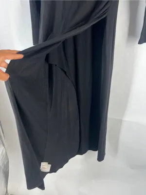 Reformation Dottie Black Long Sleeve Ruched Midi Dress Size S thumbnail 7