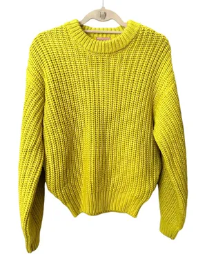 SHOW ME YOUR MUMU Bailey‎ Chunky Sweater Lime Sz Small thumbnail 1