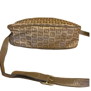 Vintage 1990'S Fendi Zucchino Ff Logo Brown Coated Canvas W/Leather Trim Bag thumbnail 5